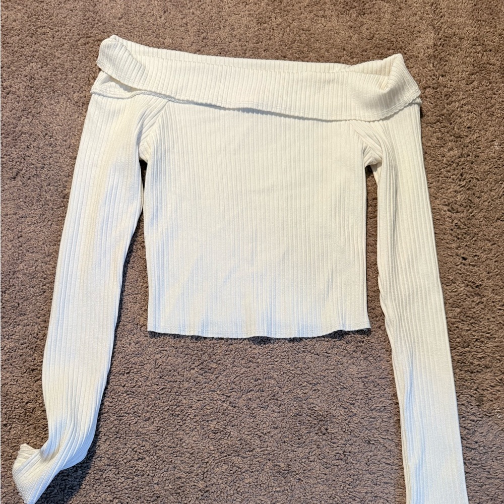 Wild Fable Cream Ribbed Knit Top